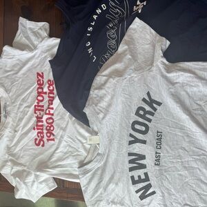 Zara White and Navy Graphic Tee Set